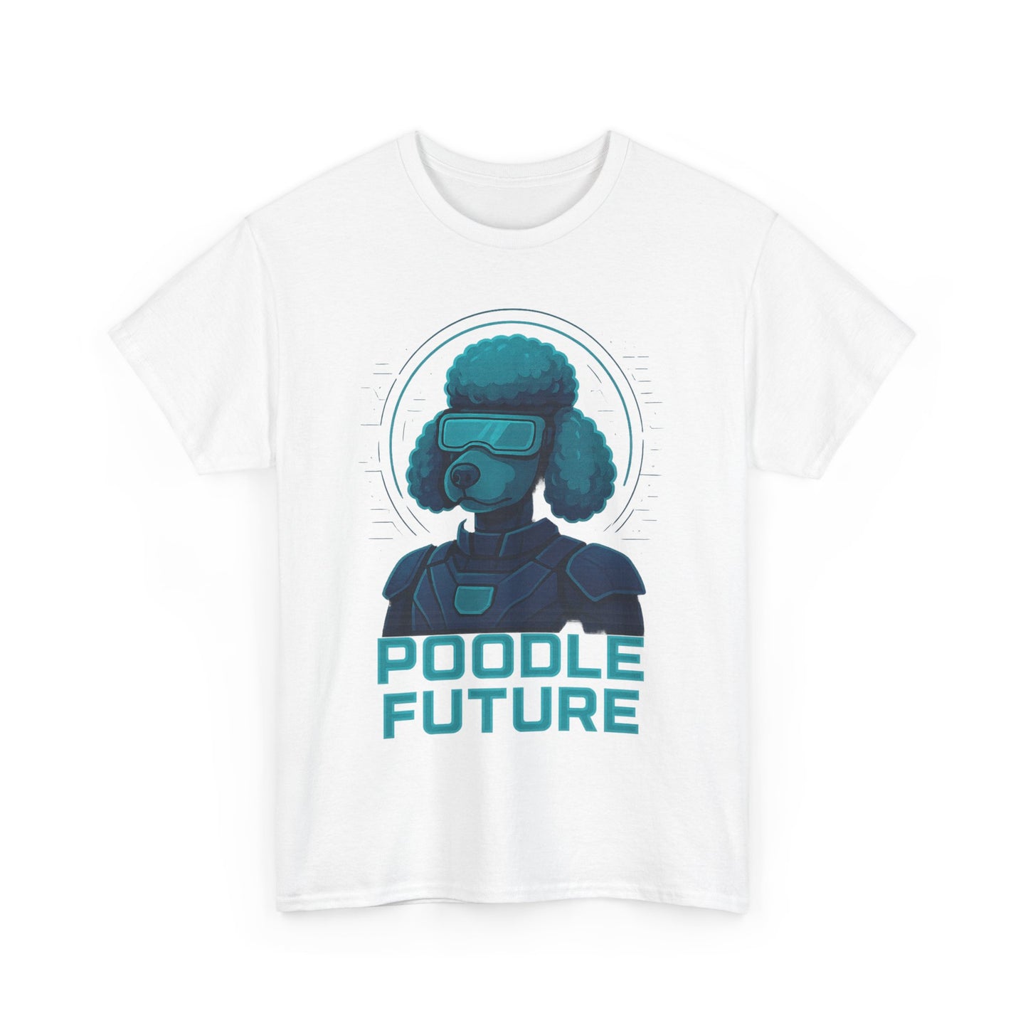 Poodle Future Graphic Tee, Unisex Heavy Cotton T-Shirt, Futuristic Dog Shirt, Pet Lover Gift, Casual Wear