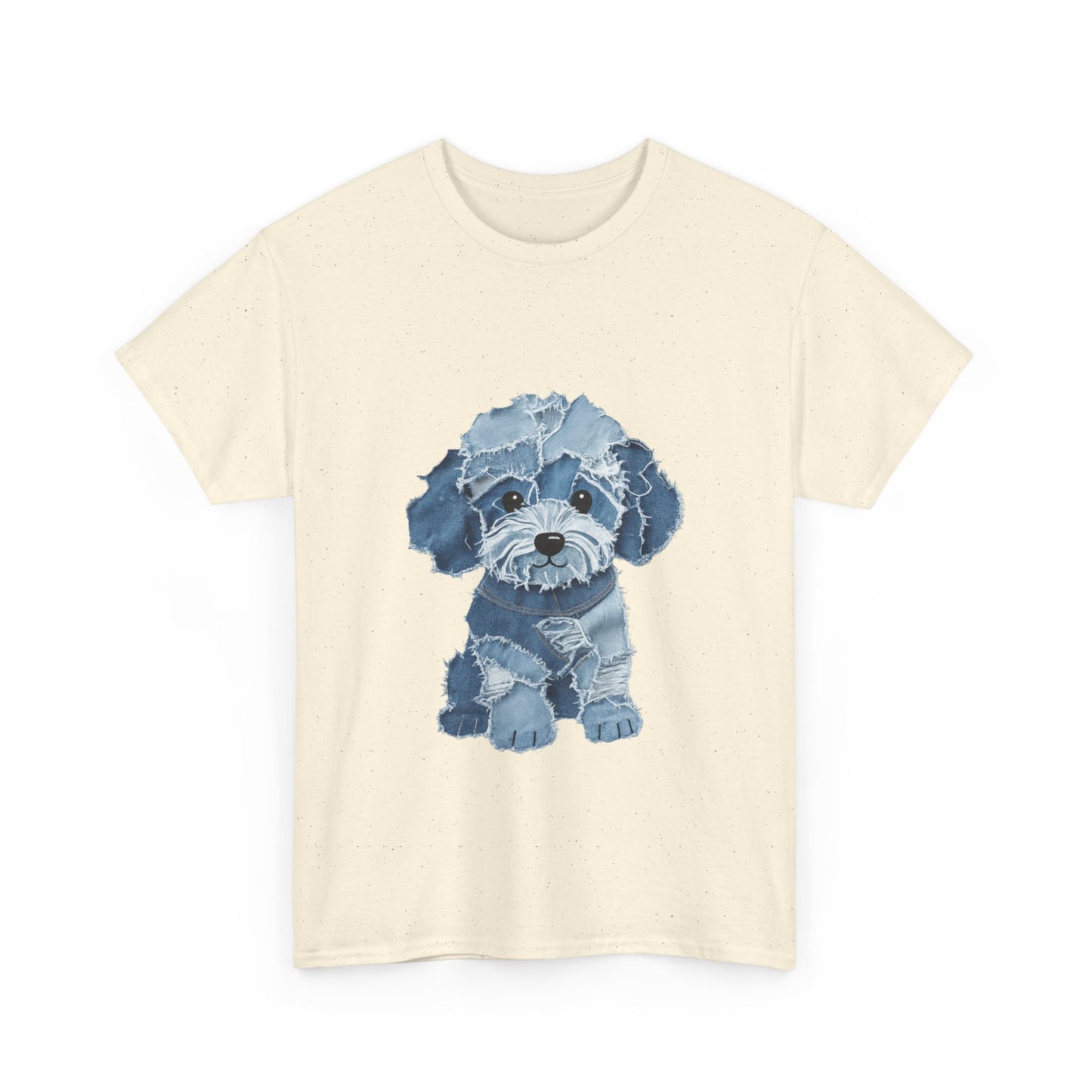 Blue Pup Unisex Heavy Cotton Tee, Dog Lover Gift, Pet Art T-Shirt, Casual Streetwear, Animal Lover Apparel