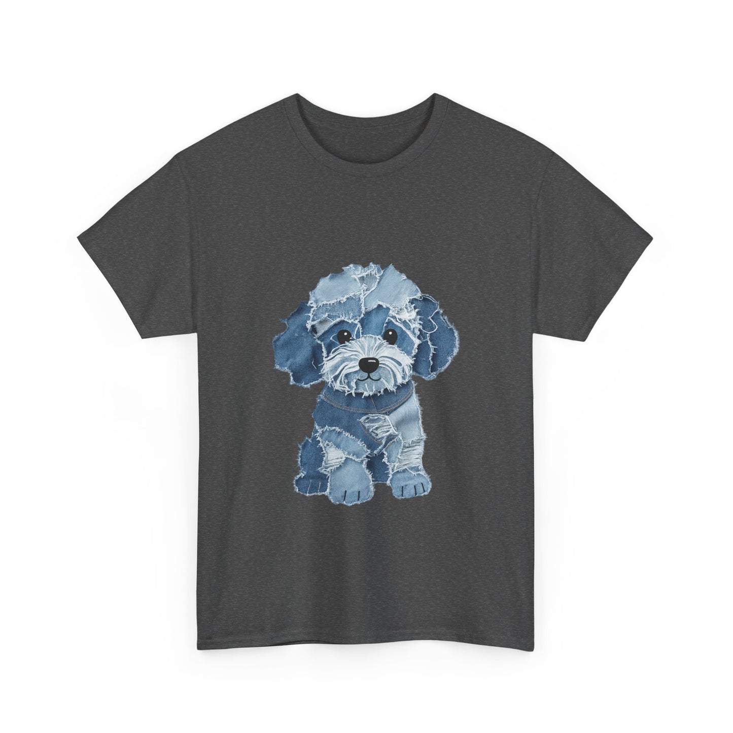 Blue Pup Unisex Heavy Cotton Tee, Dog Lover Gift, Pet Art T-Shirt, Casual Streetwear, Animal Lover Apparel