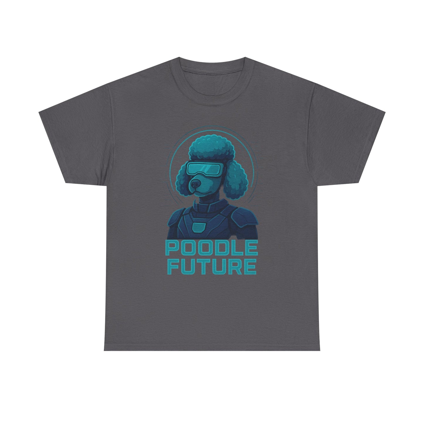 Poodle Future Graphic Tee, Unisex Heavy Cotton T-Shirt, Futuristic Dog Shirt, Pet Lover Gift, Casual Wear