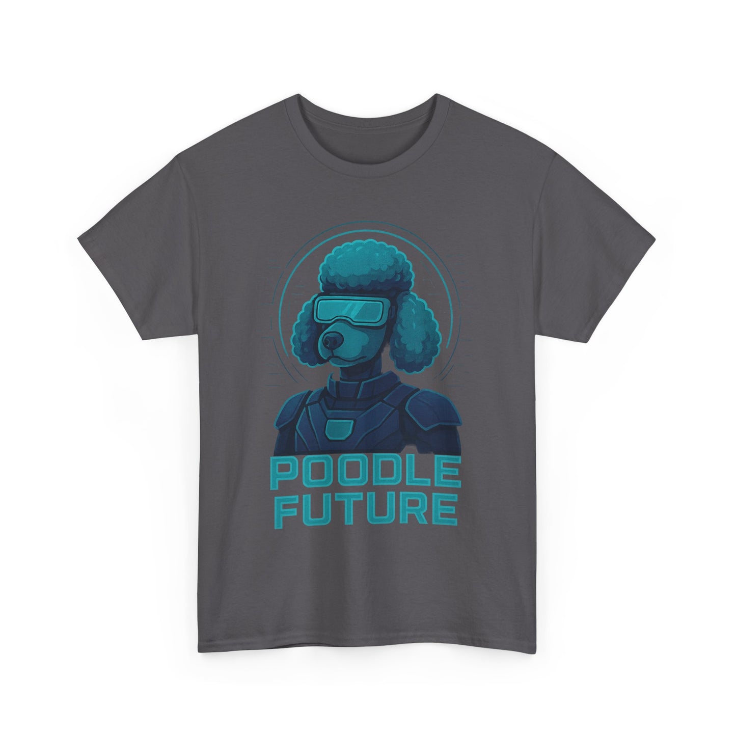 Poodle Future Graphic Tee, Unisex Heavy Cotton T-Shirt, Futuristic Dog Shirt, Pet Lover Gift, Casual Wear
