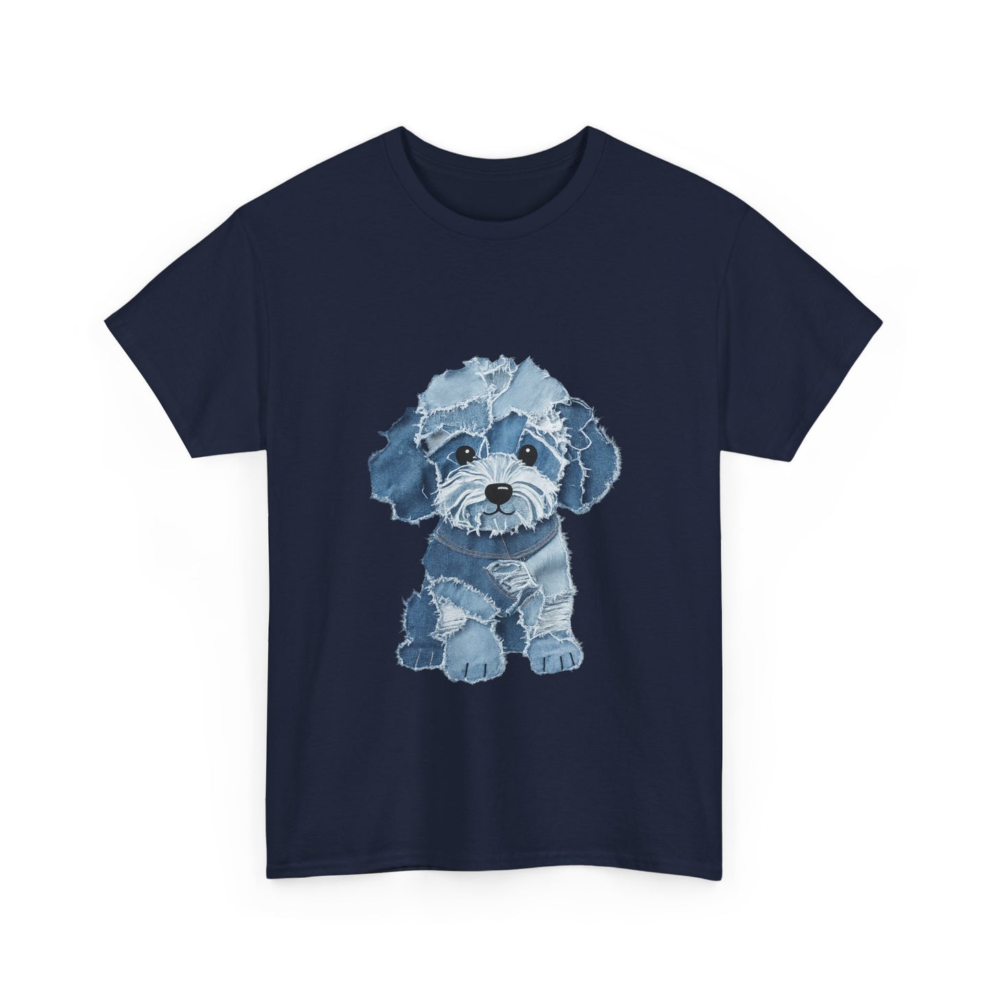 Blue Pup Unisex Heavy Cotton Tee, Dog Lover Gift, Pet Art T-Shirt, Casual Streetwear, Animal Lover Apparel