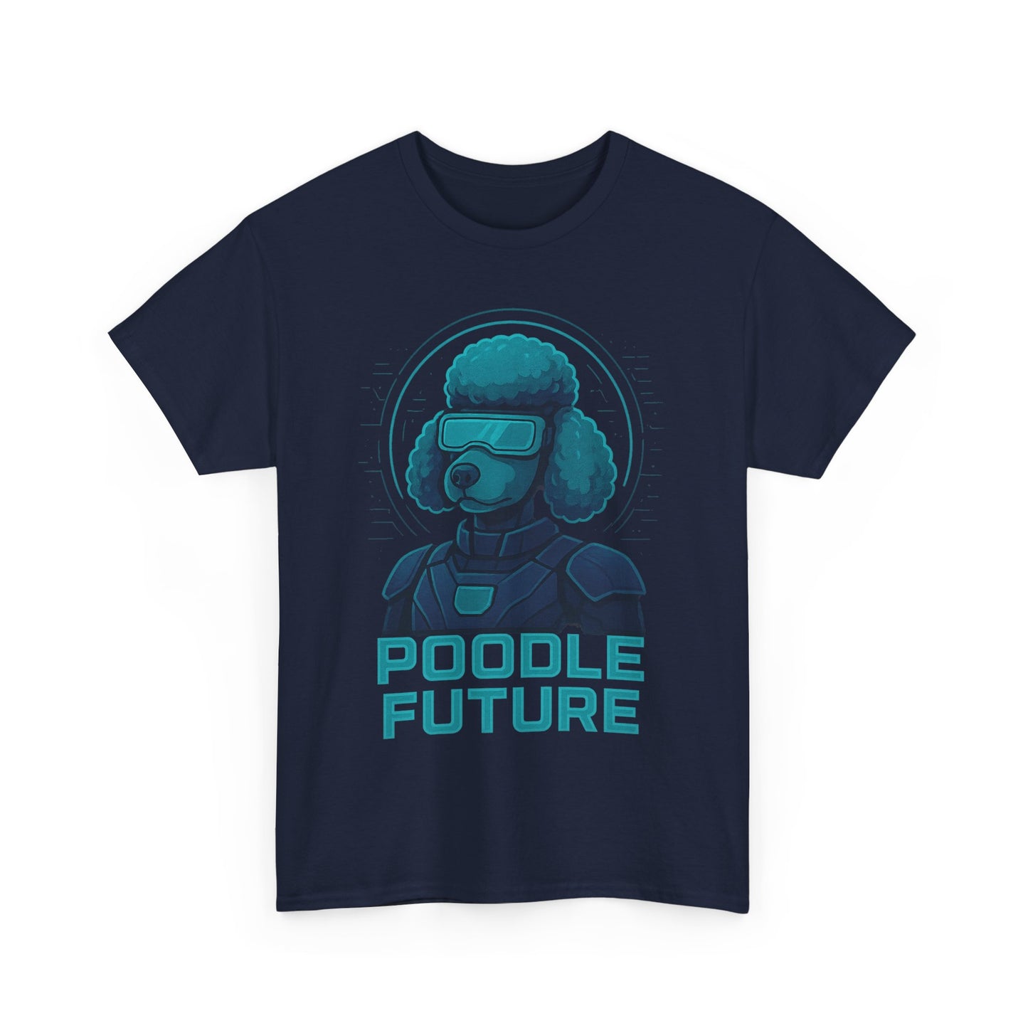 Poodle Future Graphic Tee, Unisex Heavy Cotton T-Shirt, Futuristic Dog Shirt, Pet Lover Gift, Casual Wear