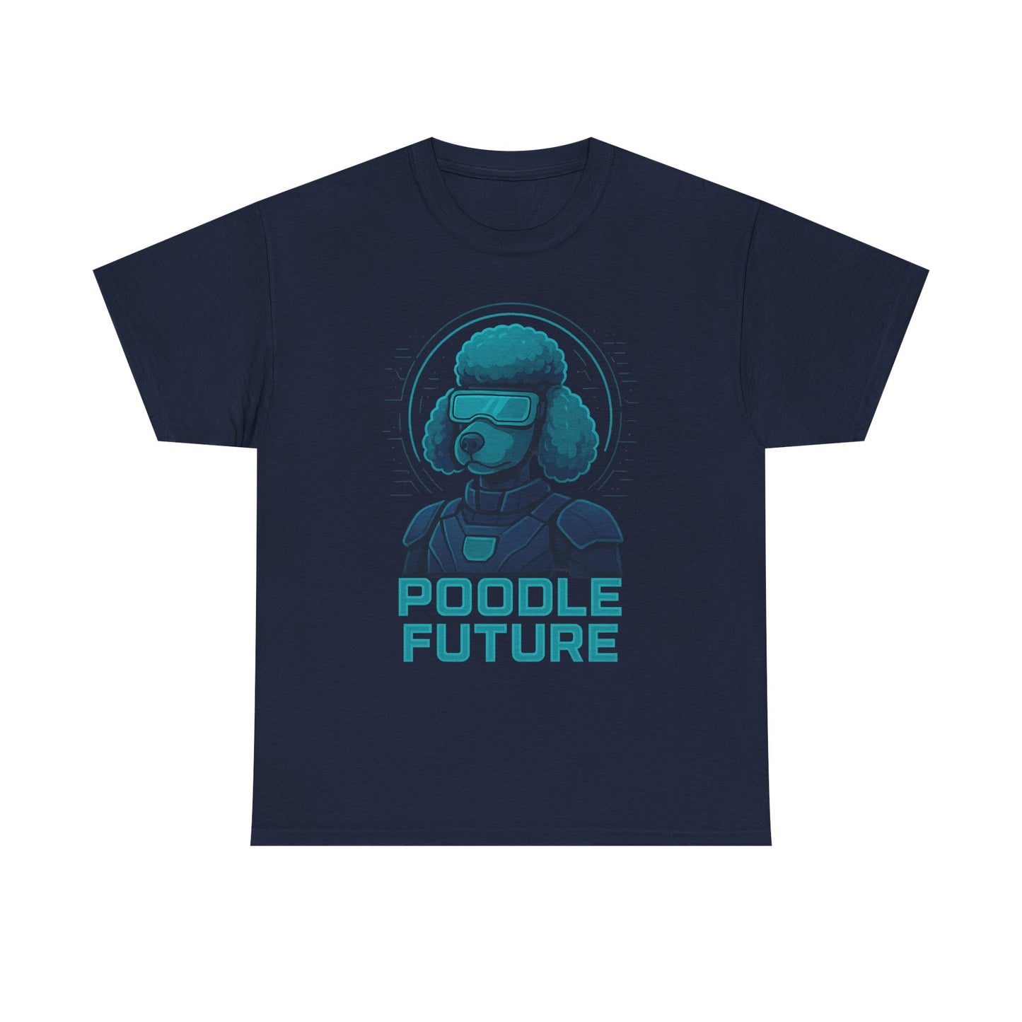Poodle Future Graphic Tee, Unisex Heavy Cotton T-Shirt, Futuristic Dog Shirt, Pet Lover Gift, Casual Wear