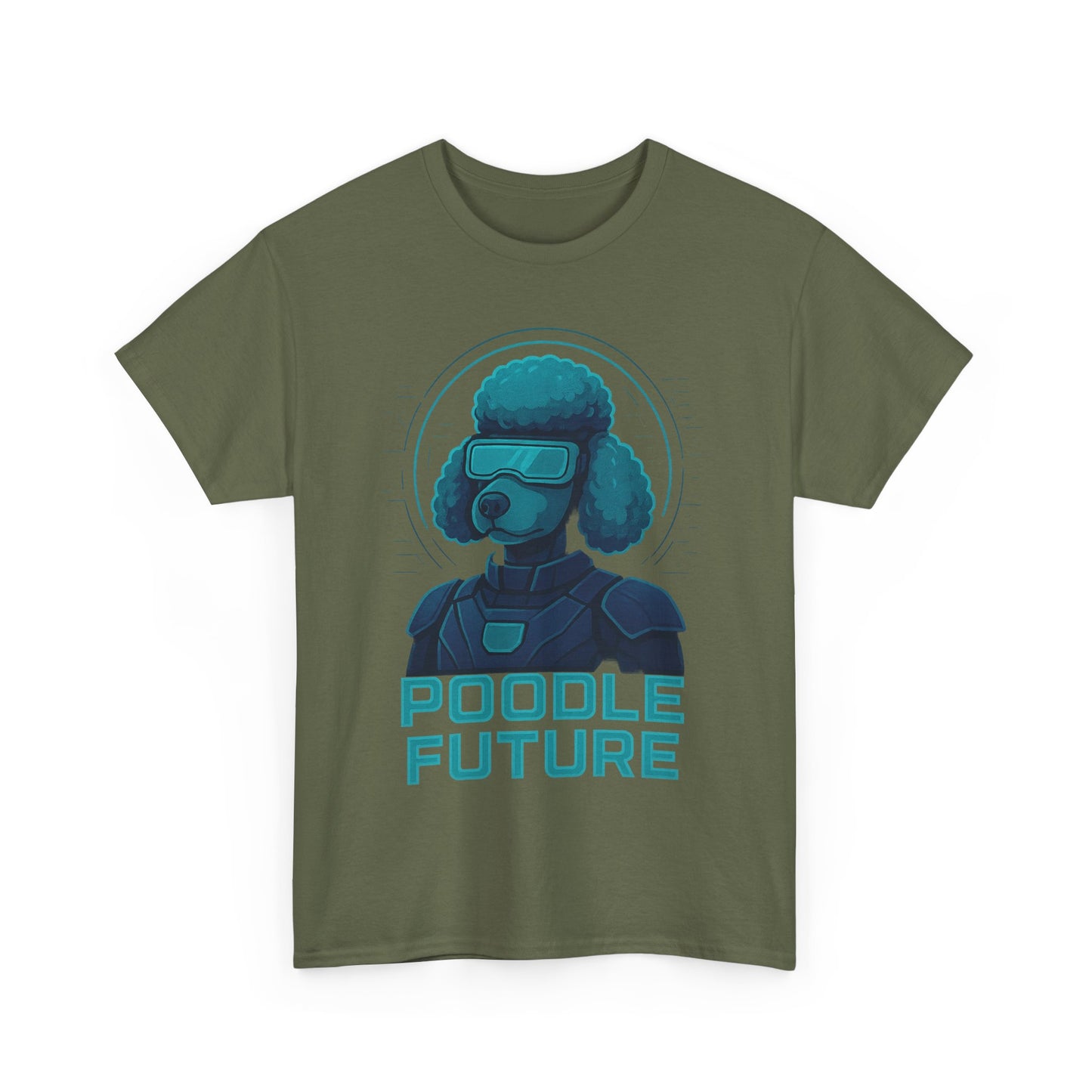 Poodle Future Graphic Tee, Unisex Heavy Cotton T-Shirt, Futuristic Dog Shirt, Pet Lover Gift, Casual Wear