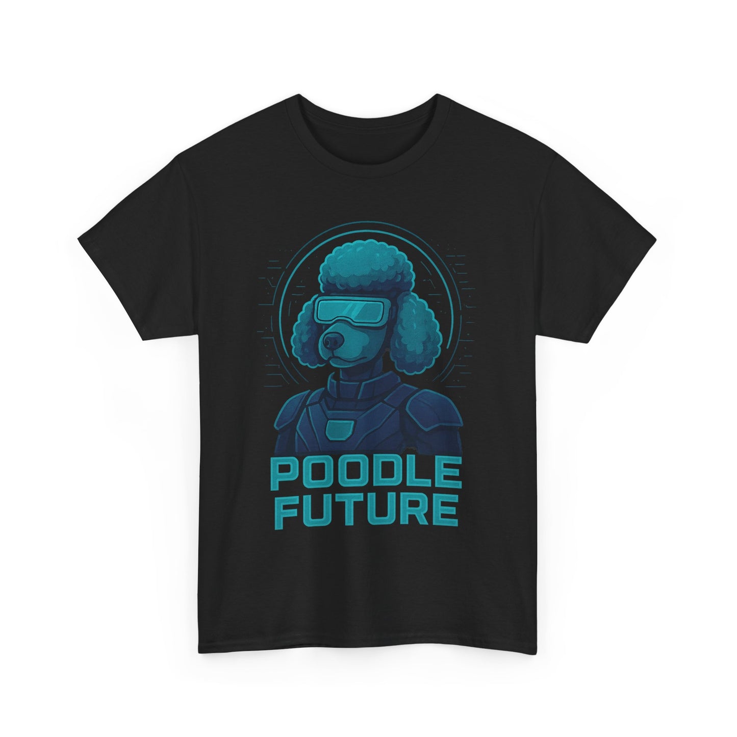 Poodle Future Graphic Tee, Unisex Heavy Cotton T-Shirt, Futuristic Dog Shirt, Pet Lover Gift, Casual Wear