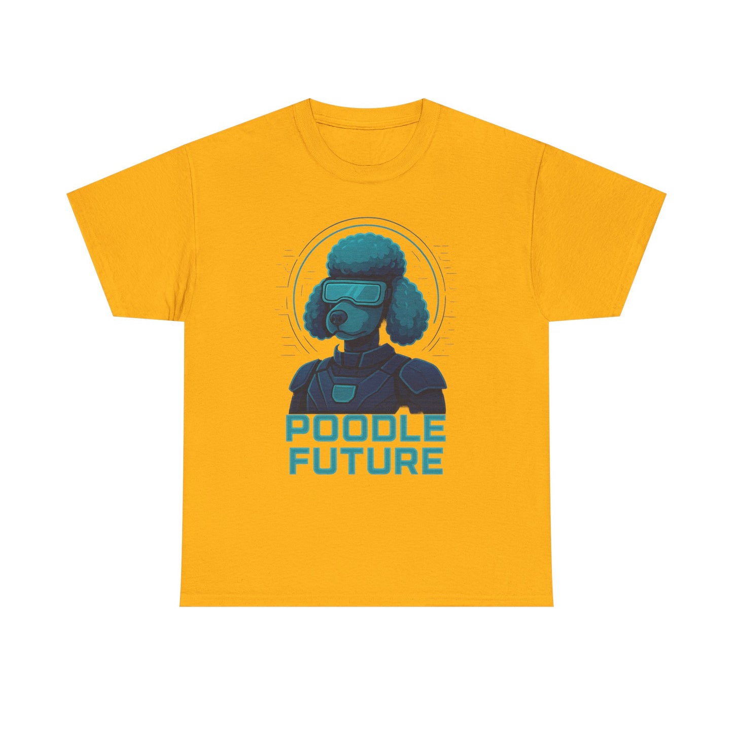 Poodle Future Graphic Tee, Unisex Heavy Cotton T-Shirt, Futuristic Dog Shirt, Pet Lover Gift, Casual Wear