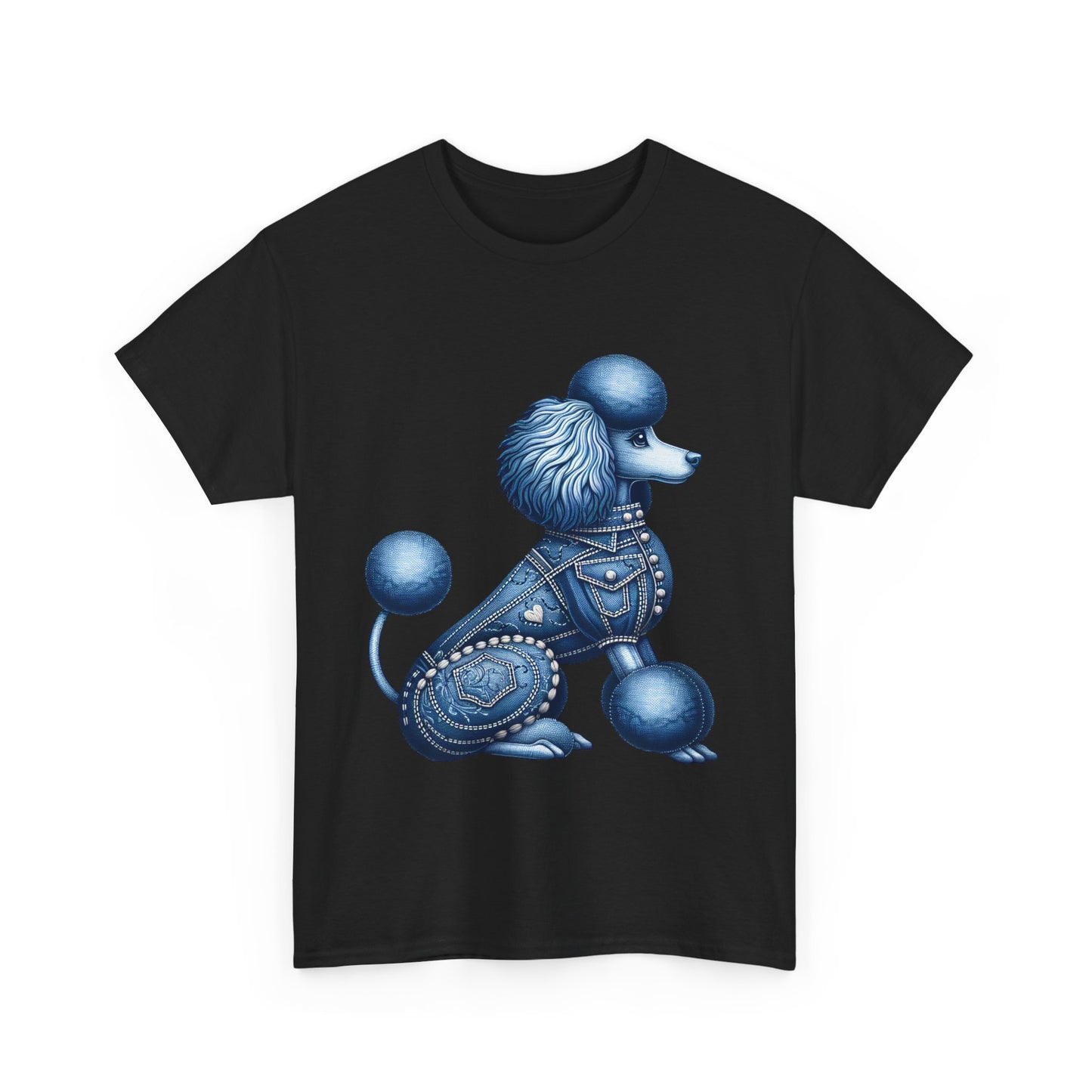 Blue Poodle Unisex Heavy Cotton Tee, Dog Lovers Gift, Fun Pet Apparel, Casual Outfit, Cute Animal Shirt