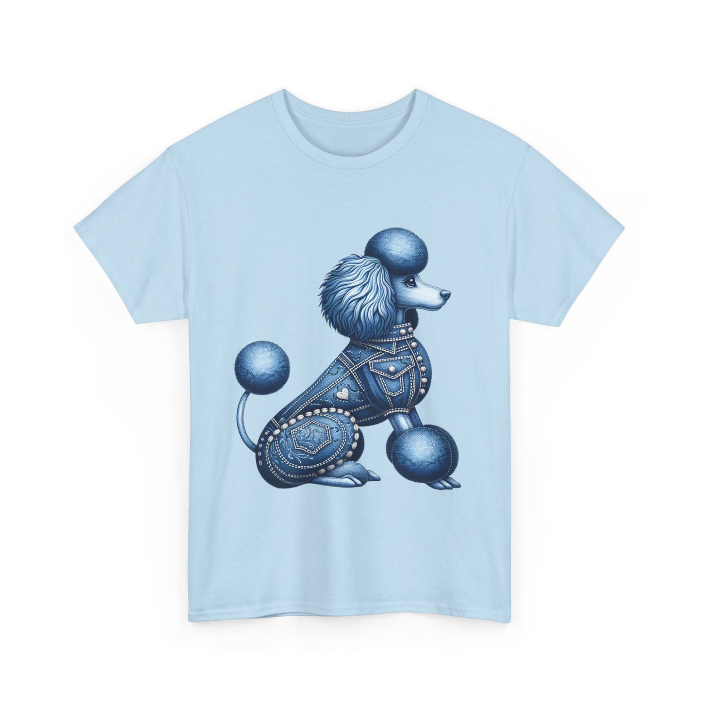Blue Poodle Unisex Heavy Cotton Tee, Dog Lovers Gift, Fun Pet Apparel, Casual Outfit, Cute Animal Shirt