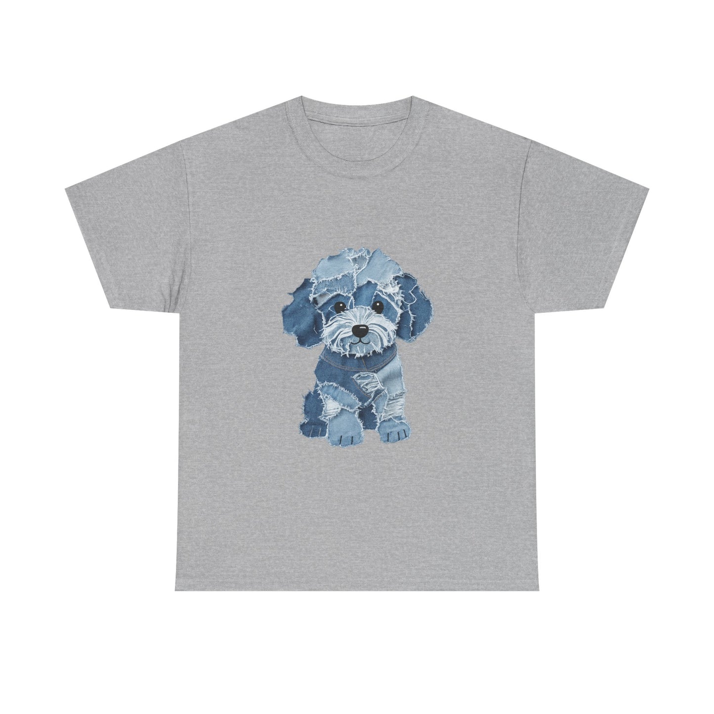 Blue Pup Unisex Heavy Cotton Tee, Dog Lover Gift, Pet Art T-Shirt, Casual Streetwear, Animal Lover Apparel