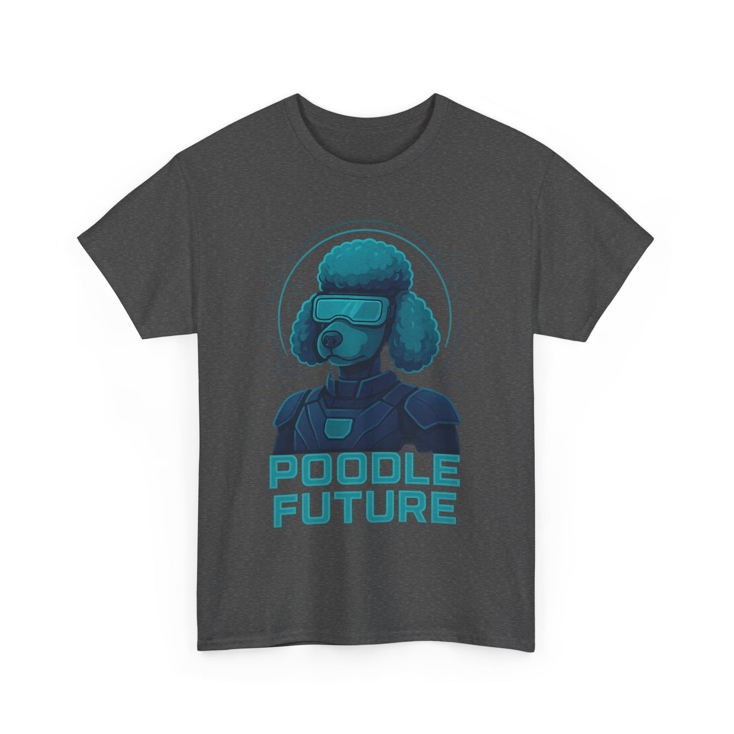 Poodle Future Graphic Tee, Unisex Heavy Cotton T-Shirt, Futuristic Dog Shirt, Pet Lover Gift, Casual Wear
