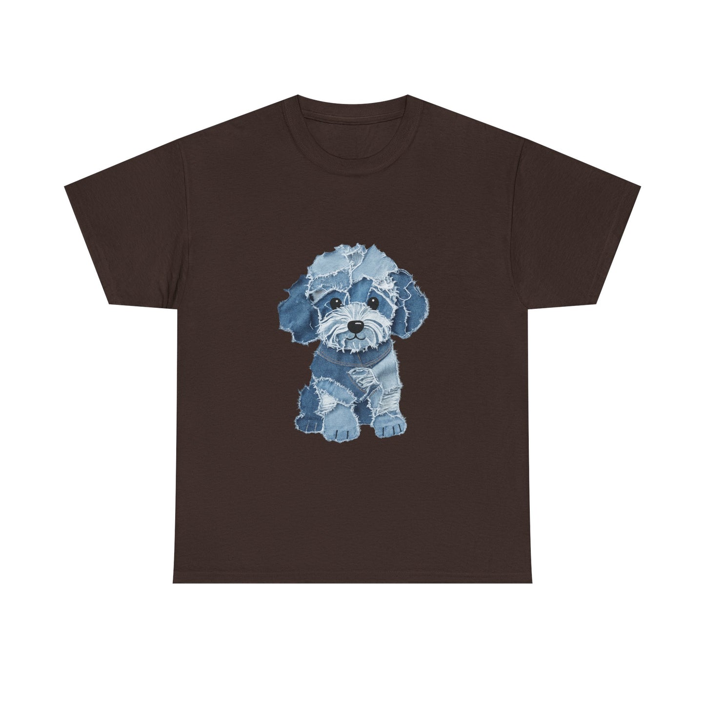 Blue Pup Unisex Heavy Cotton Tee, Dog Lover Gift, Pet Art T-Shirt, Casual Streetwear, Animal Lover Apparel