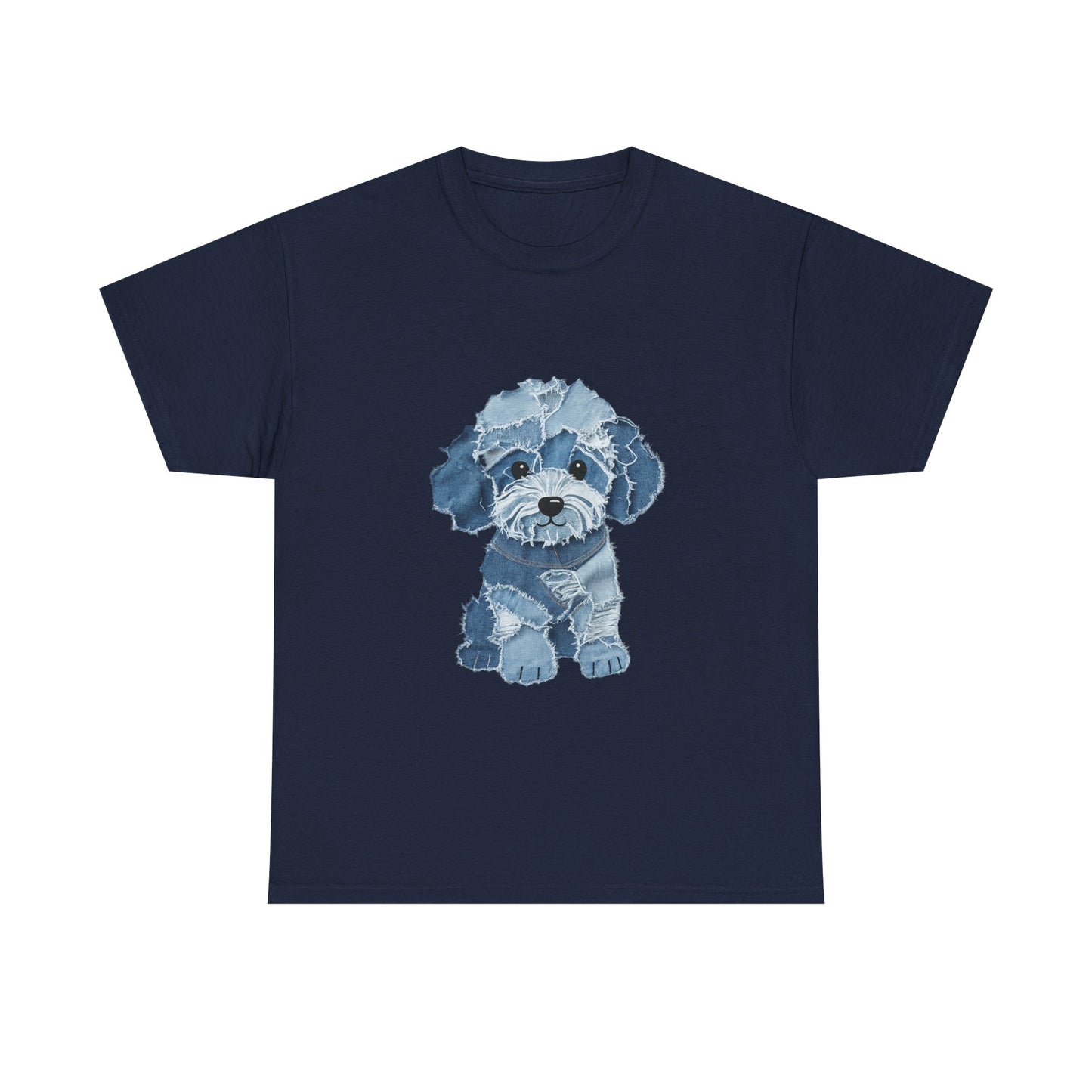 Blue Pup Unisex Heavy Cotton Tee, Dog Lover Gift, Pet Art T-Shirt, Casual Streetwear, Animal Lover Apparel