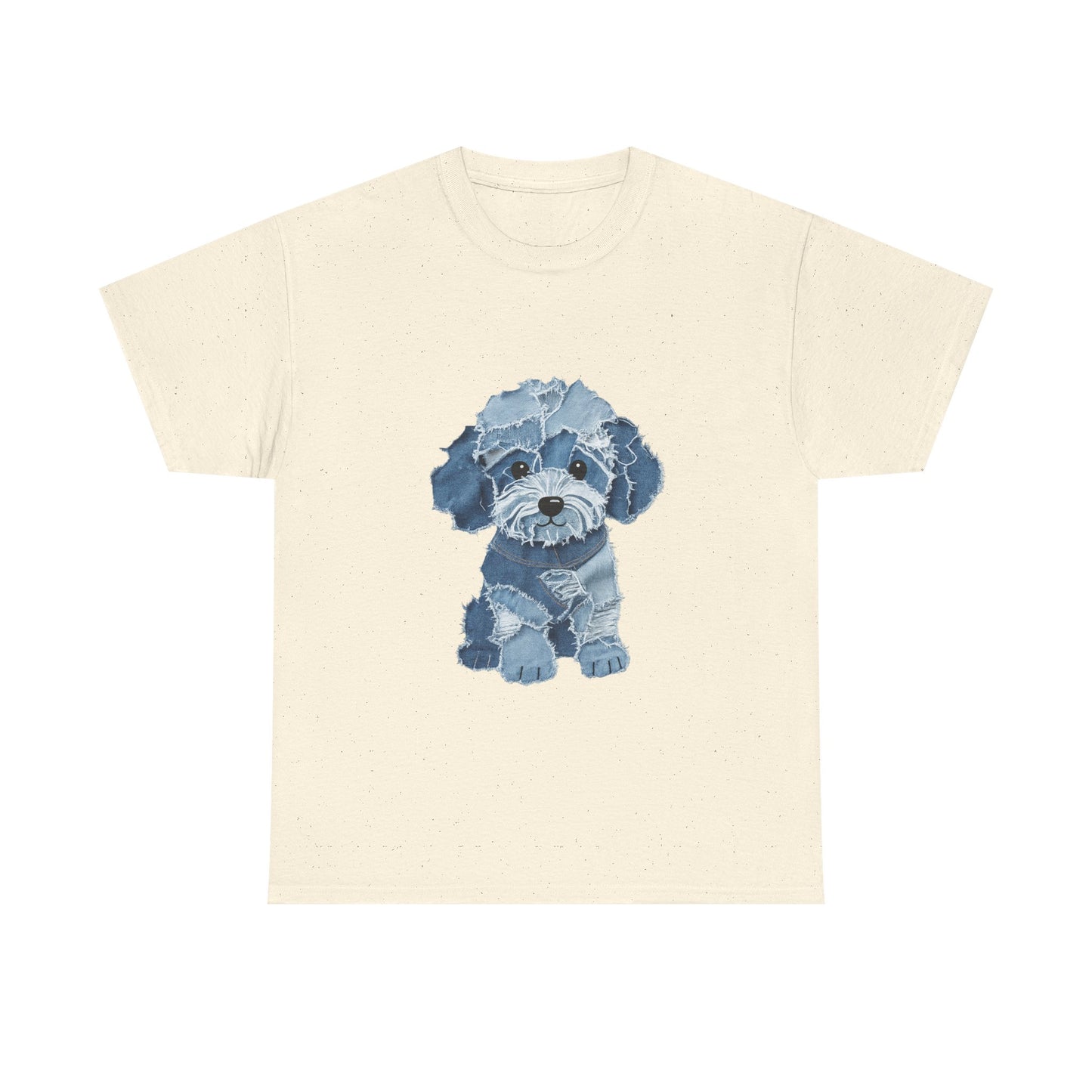 Blue Pup Unisex Heavy Cotton Tee, Dog Lover Gift, Pet Art T-Shirt, Casual Streetwear, Animal Lover Apparel