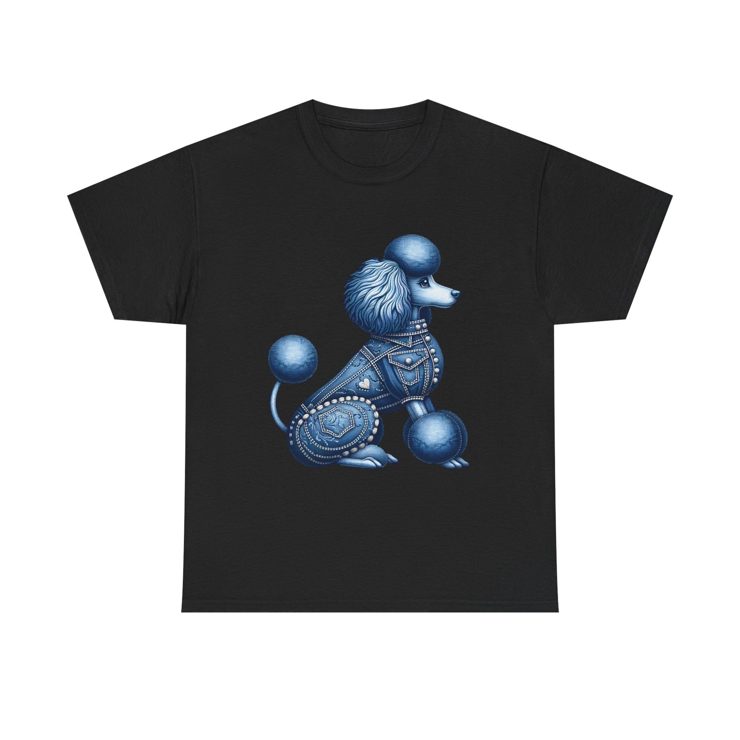 Blue Poodle Unisex Heavy Cotton Tee, Dog Lovers Gift, Fun Pet Apparel, Casual Outfit, Cute Animal Shirt
