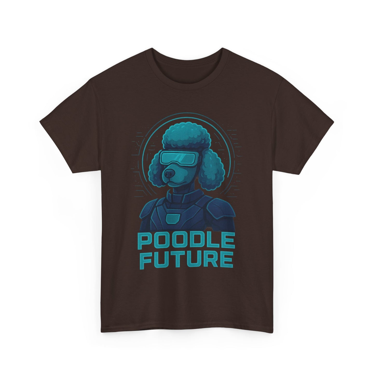 Poodle Future Graphic Tee, Unisex Heavy Cotton T-Shirt, Futuristic Dog Shirt, Pet Lover Gift, Casual Wear