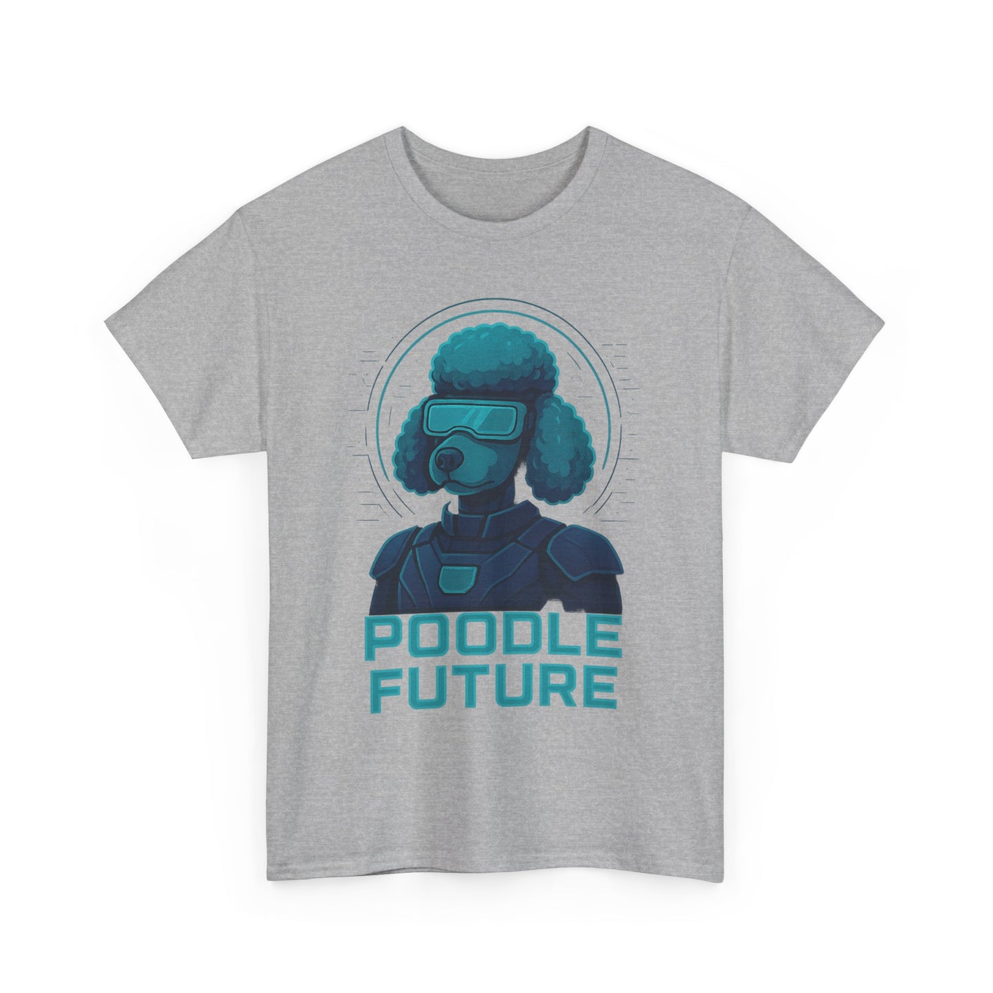 Poodle Future Graphic Tee, Unisex Heavy Cotton T-Shirt, Futuristic Dog Shirt, Pet Lover Gift, Casual Wear