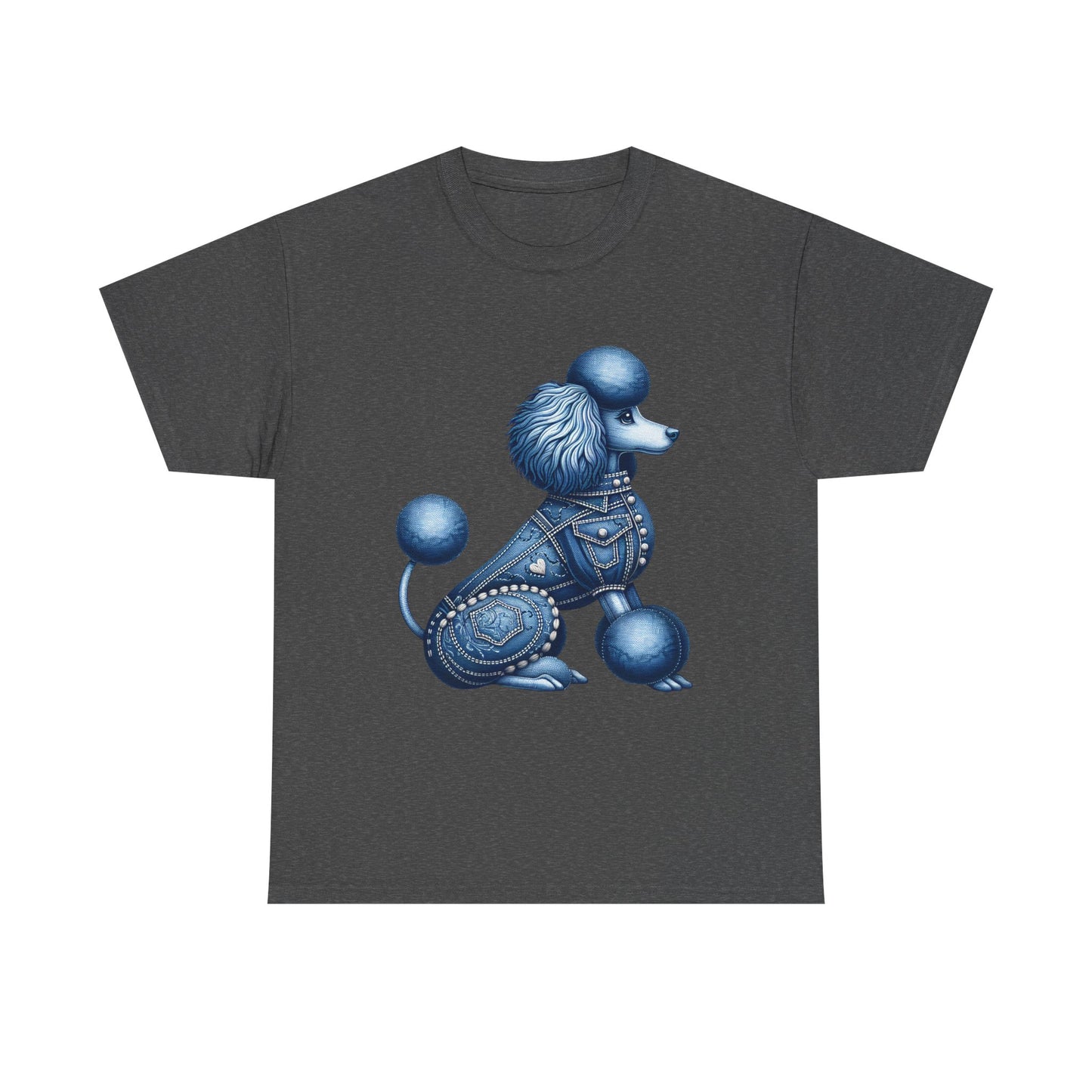 Blue Poodle Unisex Heavy Cotton Tee, Dog Lovers Gift, Fun Pet Apparel, Casual Outfit, Cute Animal Shirt