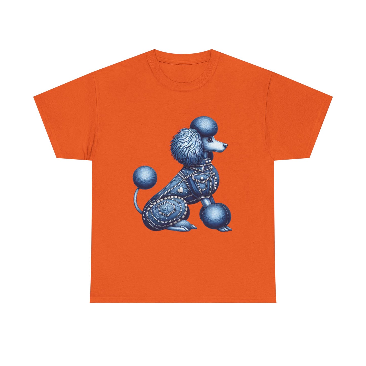 Blue Poodle Unisex Heavy Cotton Tee, Dog Lovers Gift, Fun Pet Apparel, Casual Outfit, Cute Animal Shirt