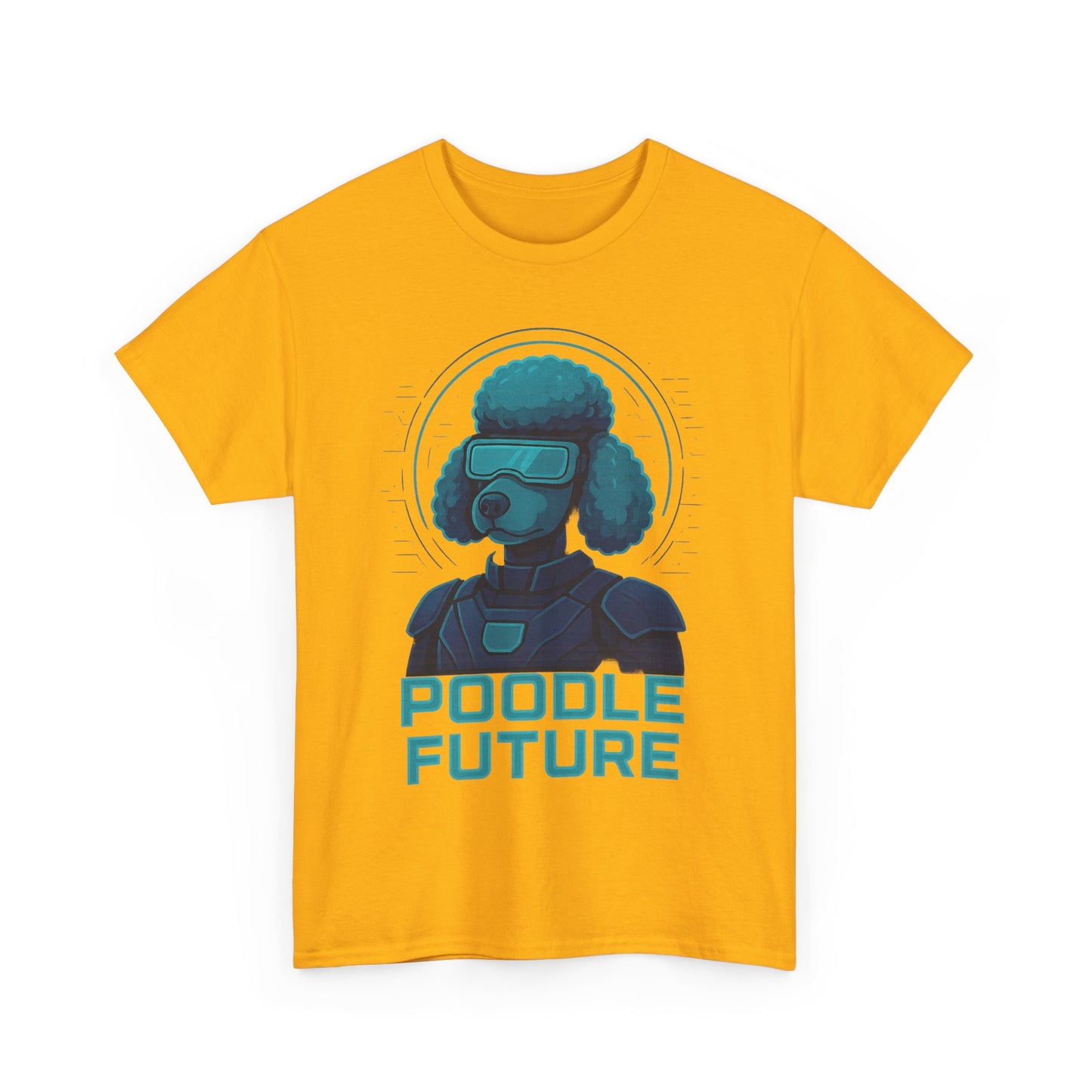 Poodle Future Graphic Tee, Unisex Heavy Cotton T-Shirt, Futuristic Dog Shirt, Pet Lover Gift, Casual Wear
