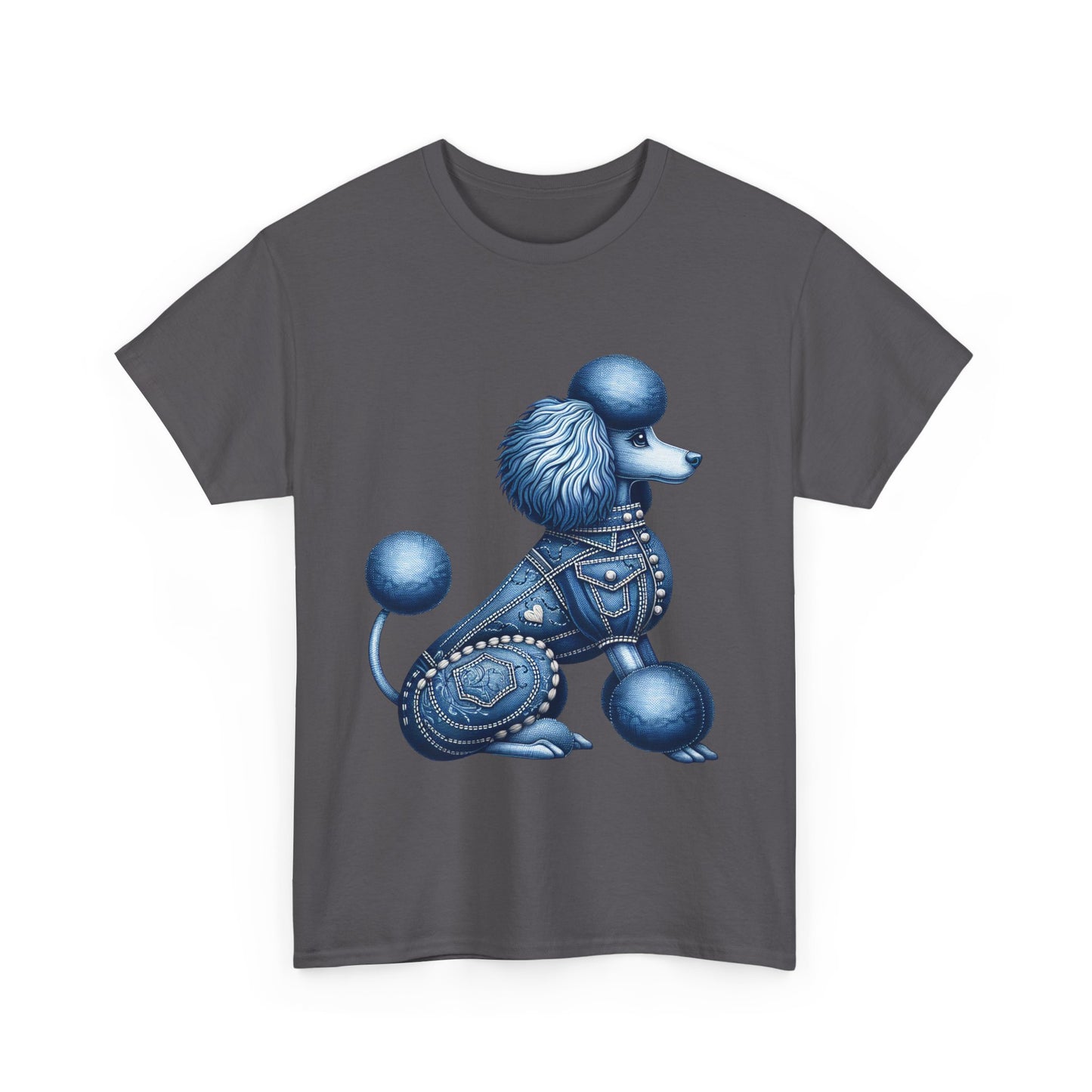 Blue Poodle Unisex Heavy Cotton Tee, Dog Lovers Gift, Fun Pet Apparel, Casual Outfit, Cute Animal Shirt