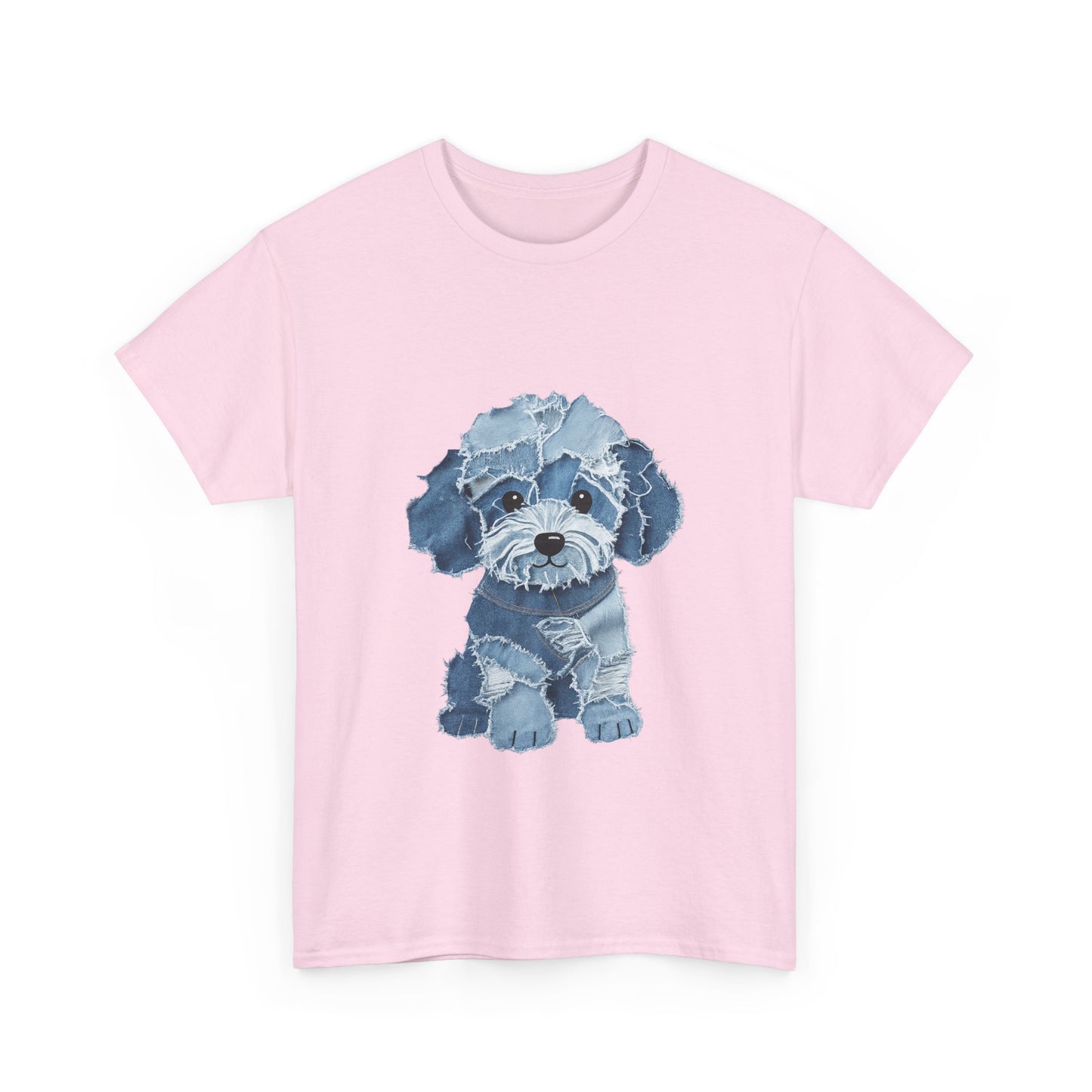 Blue Pup Unisex Heavy Cotton Tee, Dog Lover Gift, Pet Art T-Shirt, Casual Streetwear, Animal Lover Apparel
