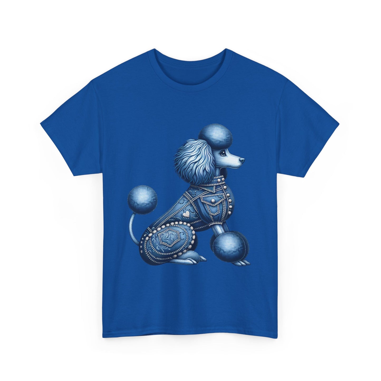 Blue Poodle Unisex Heavy Cotton Tee, Dog Lovers Gift, Fun Pet Apparel, Casual Outfit, Cute Animal Shirt