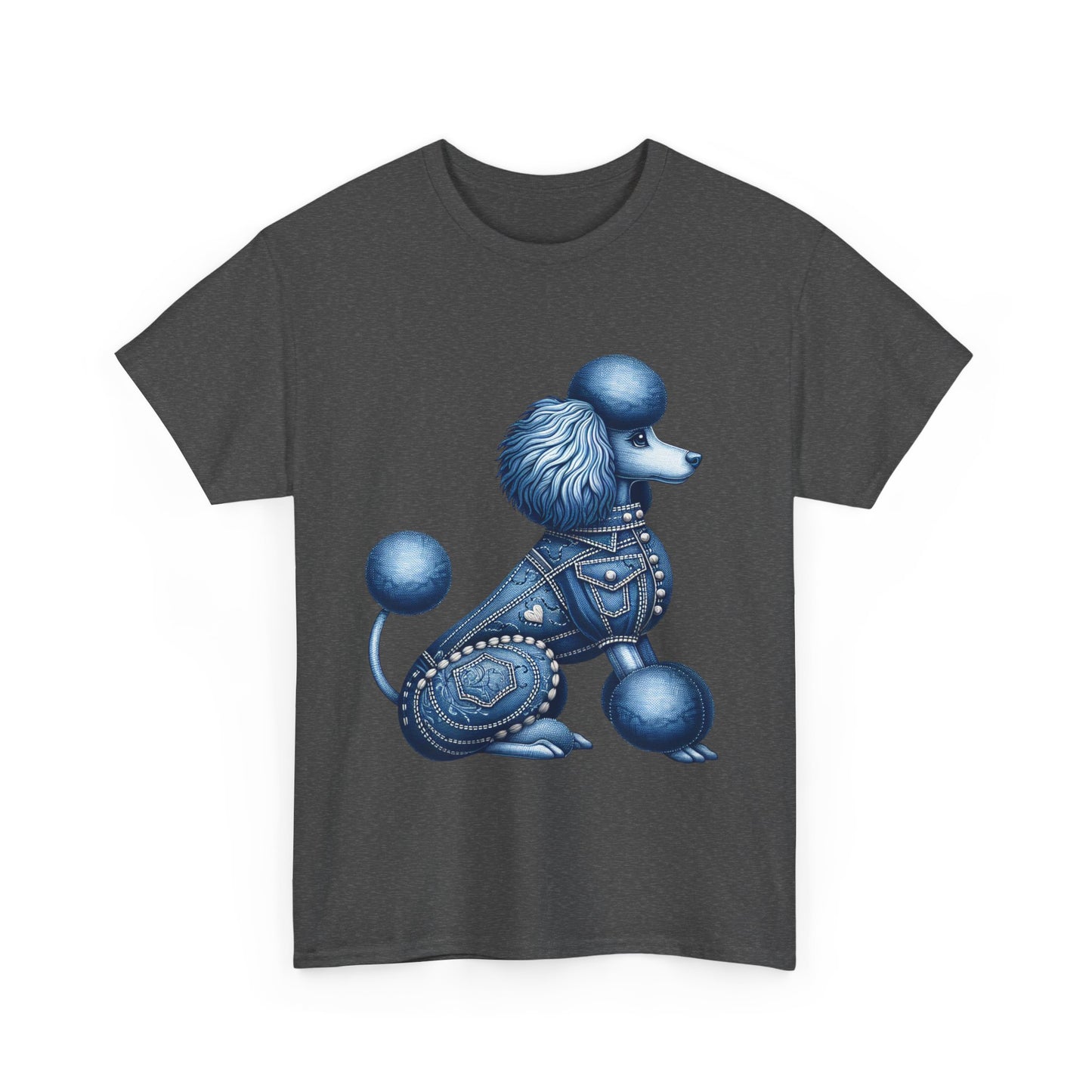 Blue Poodle Unisex Heavy Cotton Tee, Dog Lovers Gift, Fun Pet Apparel, Casual Outfit, Cute Animal Shirt