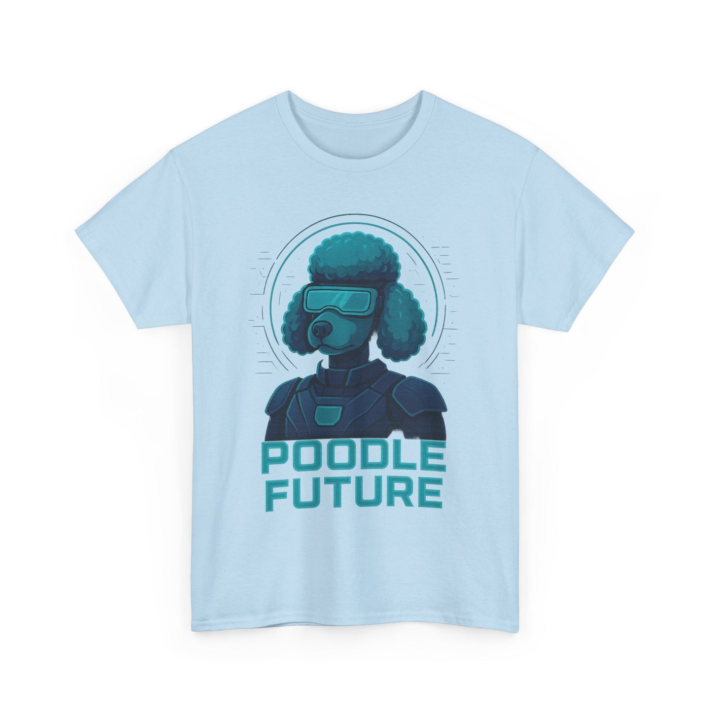 Poodle Future Graphic Tee, Unisex Heavy Cotton T-Shirt, Futuristic Dog Shirt, Pet Lover Gift, Casual Wear