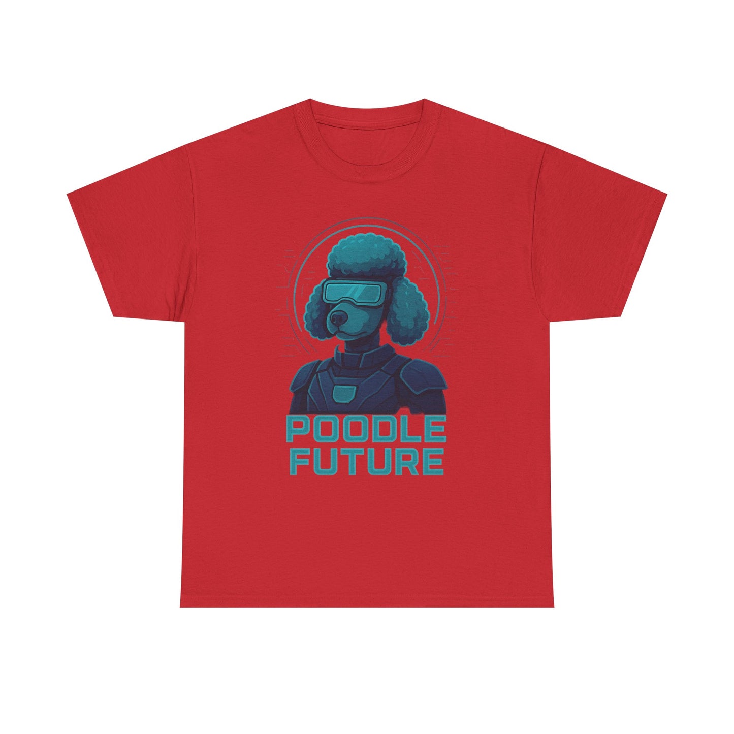 Poodle Future Graphic Tee, Unisex Heavy Cotton T-Shirt, Futuristic Dog Shirt, Pet Lover Gift, Casual Wear
