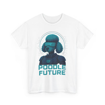 Poodle Future Graphic Tee, Unisex Heavy Cotton T-Shirt, Futuristic Dog Shirt, Pet Lover Gift, Casual Wear