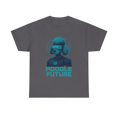 Poodle Future Graphic Tee, Unisex Heavy Cotton T-Shirt, Futuristic Dog Shirt, Pet Lover Gift, Casual Wear