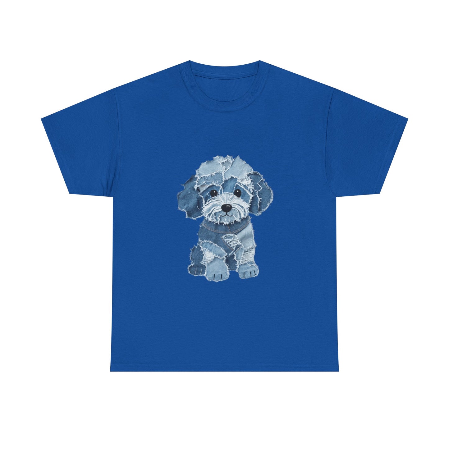 Blue Pup Unisex Heavy Cotton Tee, Dog Lover Gift, Pet Art T-Shirt, Casual Streetwear, Animal Lover Apparel