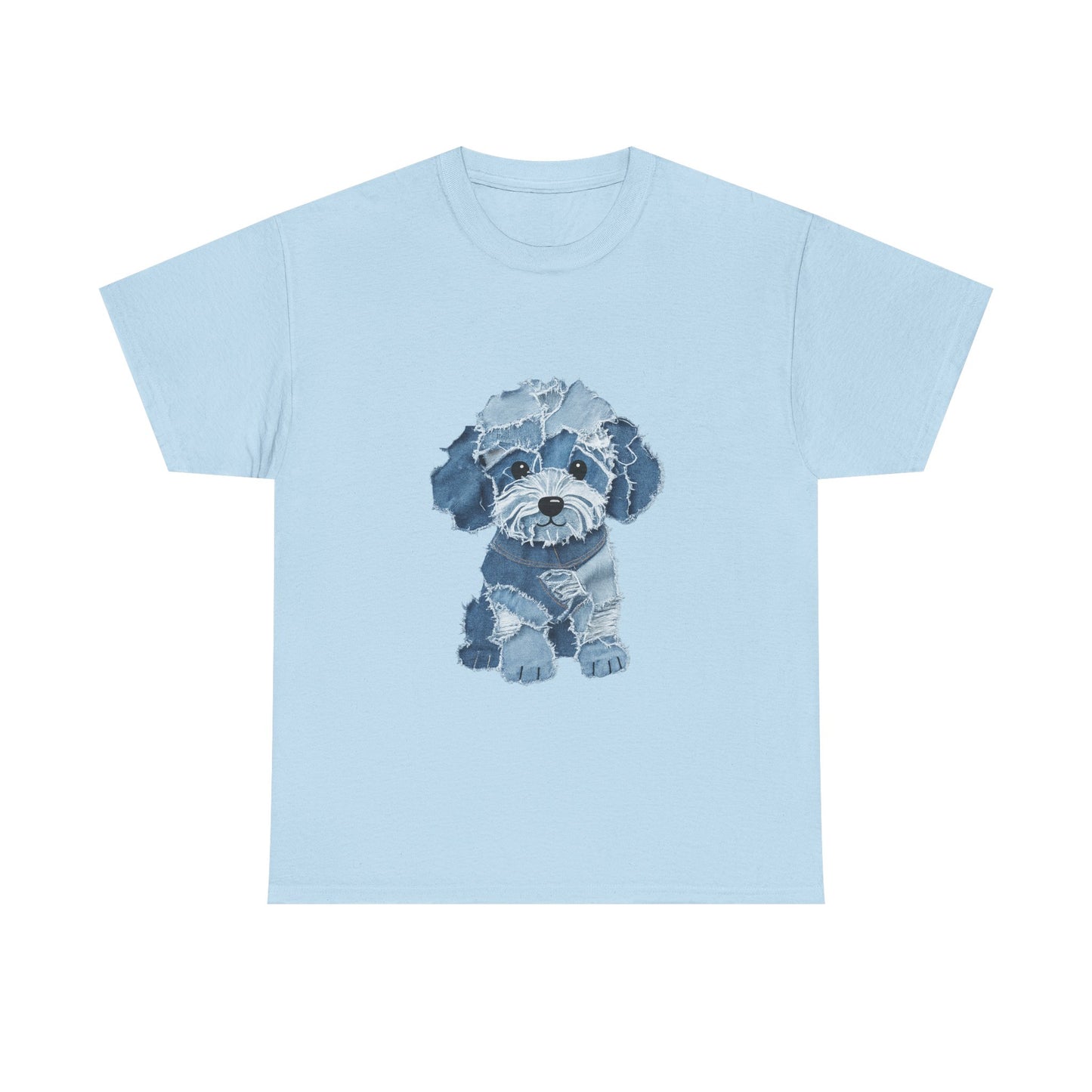 Blue Pup Unisex Heavy Cotton Tee, Dog Lover Gift, Pet Art T-Shirt, Casual Streetwear, Animal Lover Apparel