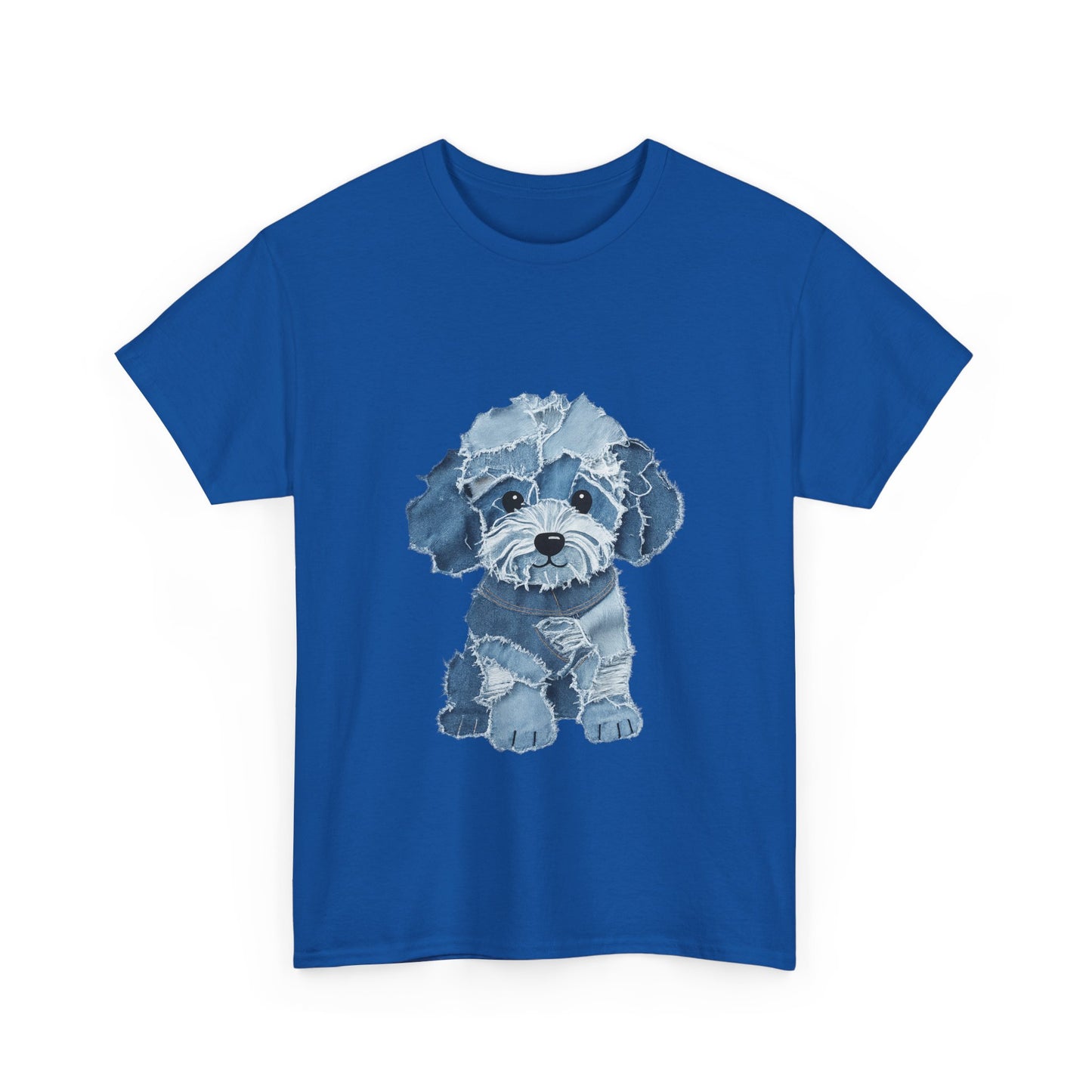 Blue Pup Unisex Heavy Cotton Tee, Dog Lover Gift, Pet Art T-Shirt, Casual Streetwear, Animal Lover Apparel