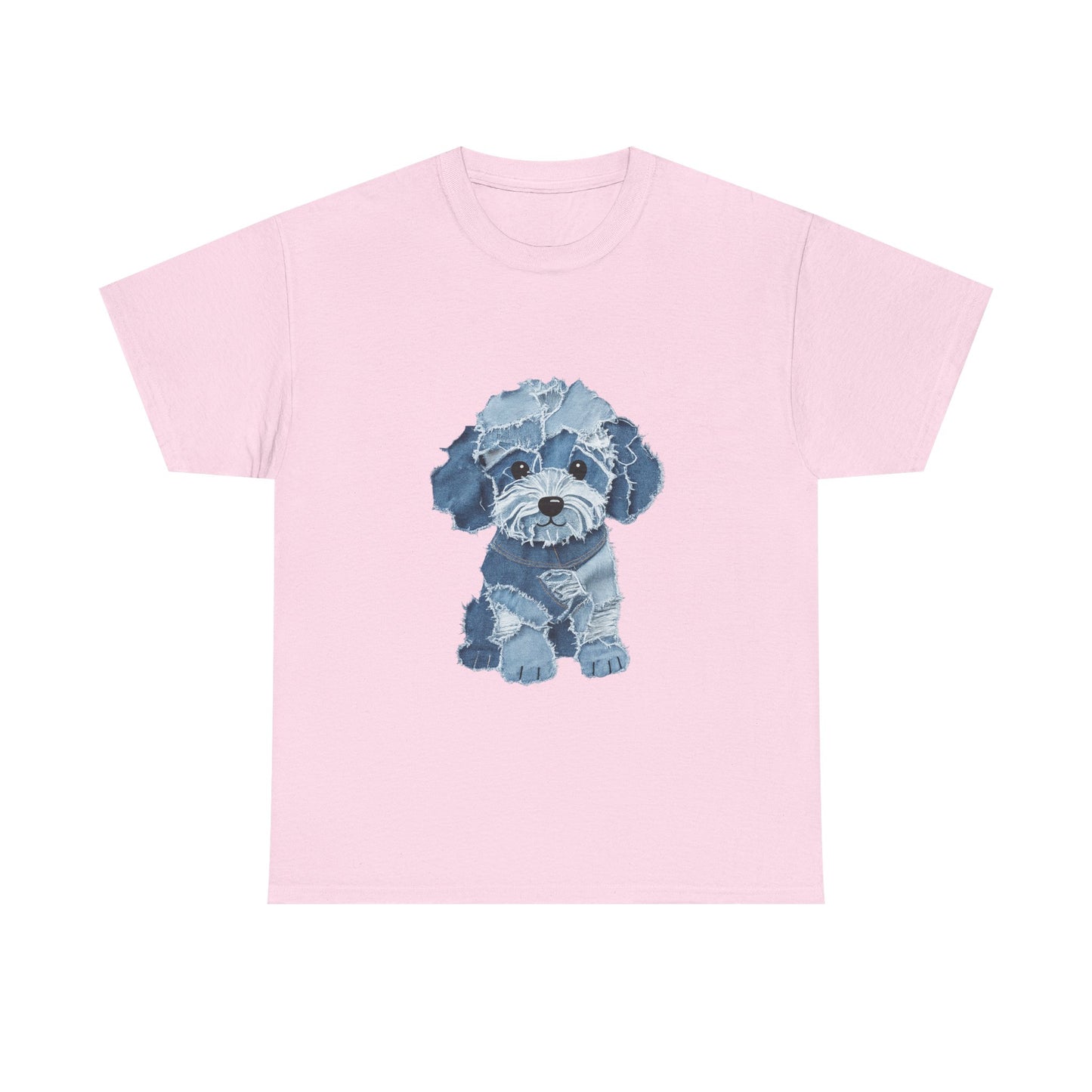 Blue Pup Unisex Heavy Cotton Tee, Dog Lover Gift, Pet Art T-Shirt, Casual Streetwear, Animal Lover Apparel