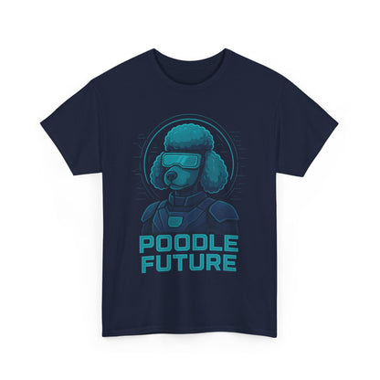 Poodle Future Graphic Tee, Unisex Heavy Cotton T-Shirt, Futuristic Dog Shirt, Pet Lover Gift, Casual Wear