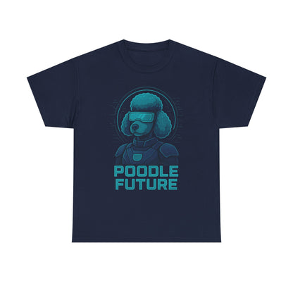 Poodle Future Graphic Tee, Unisex Heavy Cotton T-Shirt, Futuristic Dog Shirt, Pet Lover Gift, Casual Wear