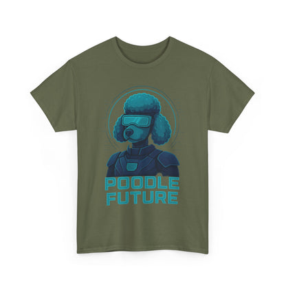 Poodle Future Graphic Tee, Unisex Heavy Cotton T-Shirt, Futuristic Dog Shirt, Pet Lover Gift, Casual Wear