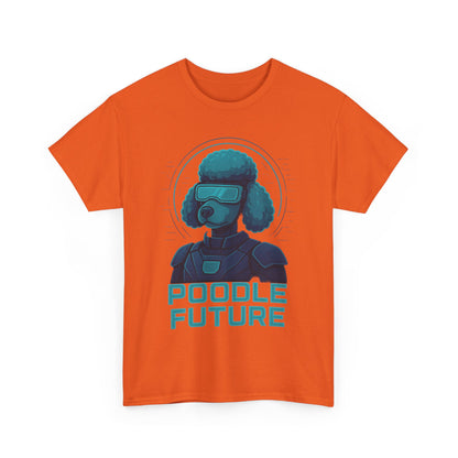 Poodle Future Graphic Tee, Unisex Heavy Cotton T-Shirt, Futuristic Dog Shirt, Pet Lover Gift, Casual Wear