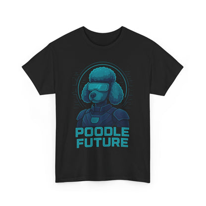 Poodle Future Graphic Tee, Unisex Heavy Cotton T-Shirt, Futuristic Dog Shirt, Pet Lover Gift, Casual Wear