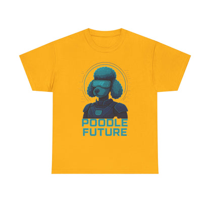 Poodle Future Graphic Tee, Unisex Heavy Cotton T-Shirt, Futuristic Dog Shirt, Pet Lover Gift, Casual Wear