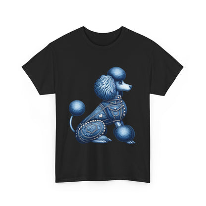Blue Poodle Unisex Heavy Cotton Tee, Dog Lovers Gift, Fun Pet Apparel, Casual Outfit, Cute Animal Shirt