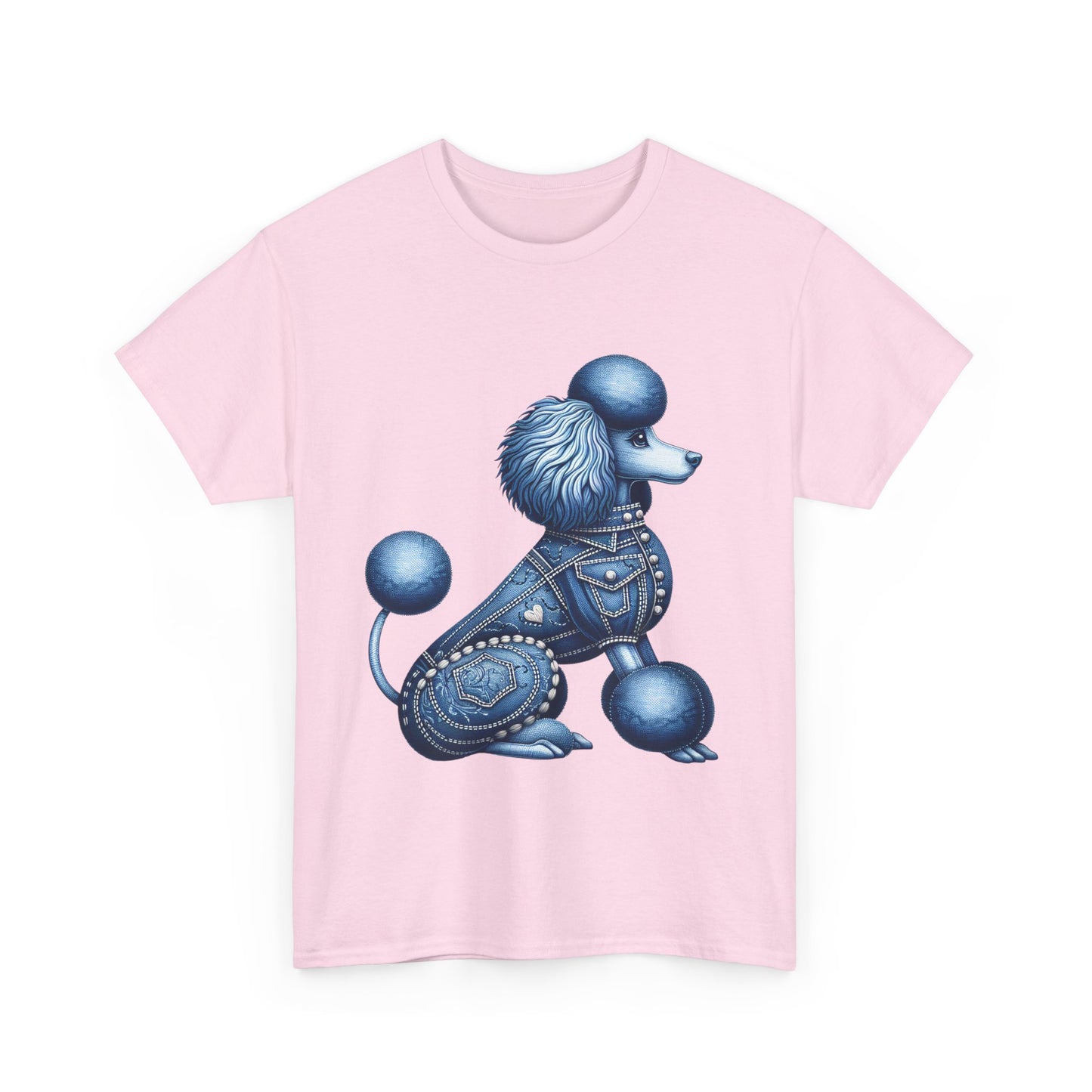 Blue Poodle Unisex Heavy Cotton Tee, Dog Lovers Gift, Fun Pet Apparel, Casual Outfit, Cute Animal Shirt