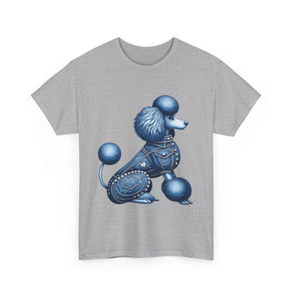 Blue Poodle Unisex Heavy Cotton Tee, Dog Lovers Gift, Fun Pet Apparel, Casual Outfit, Cute Animal Shirt