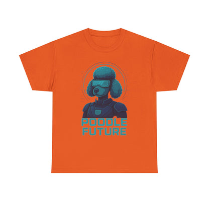 Poodle Future Graphic Tee, Unisex Heavy Cotton T-Shirt, Futuristic Dog Shirt, Pet Lover Gift, Casual Wear