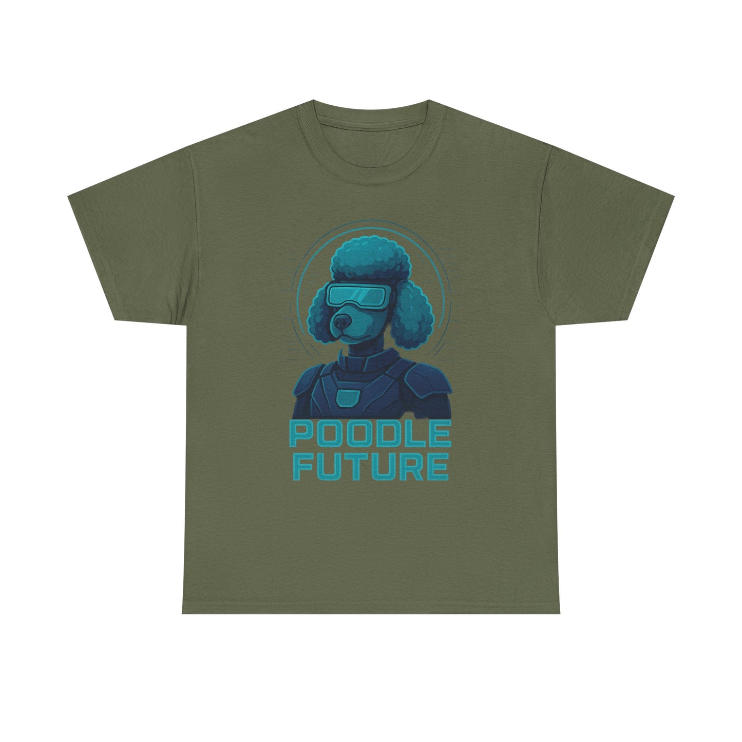 Poodle Future Graphic Tee, Unisex Heavy Cotton T-Shirt, Futuristic Dog Shirt, Pet Lover Gift, Casual Wear