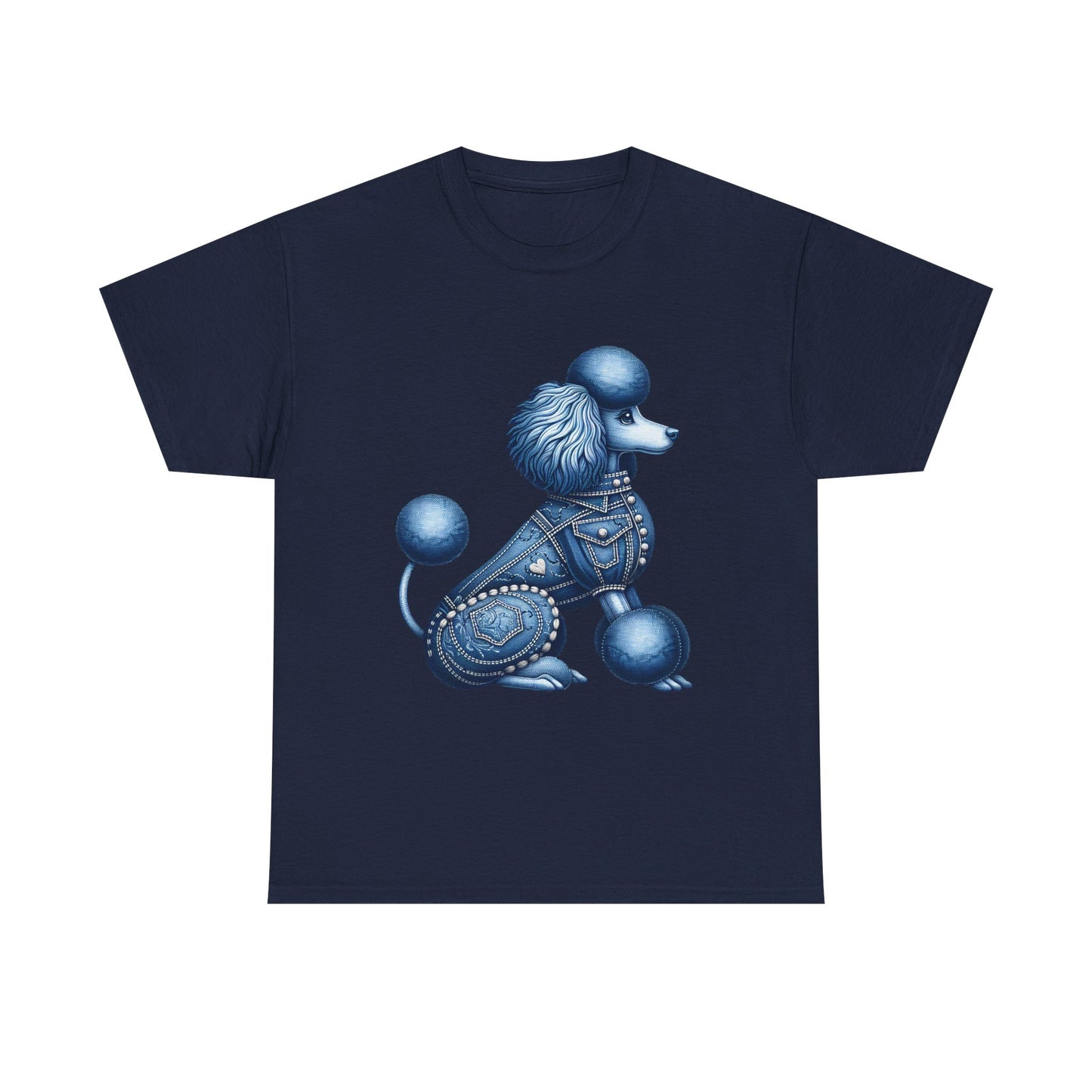 Blue Poodle Unisex Heavy Cotton Tee, Dog Lovers Gift, Fun Pet Apparel, Casual Outfit, Cute Animal Shirt