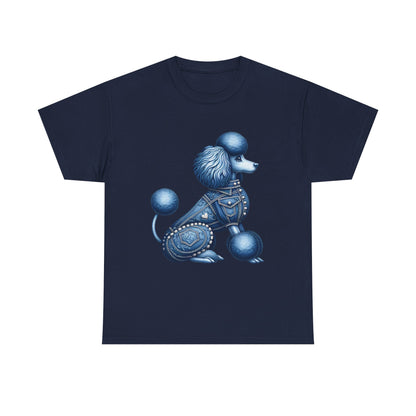 Blue Poodle Unisex Heavy Cotton Tee, Dog Lovers Gift, Fun Pet Apparel, Casual Outfit, Cute Animal Shirt