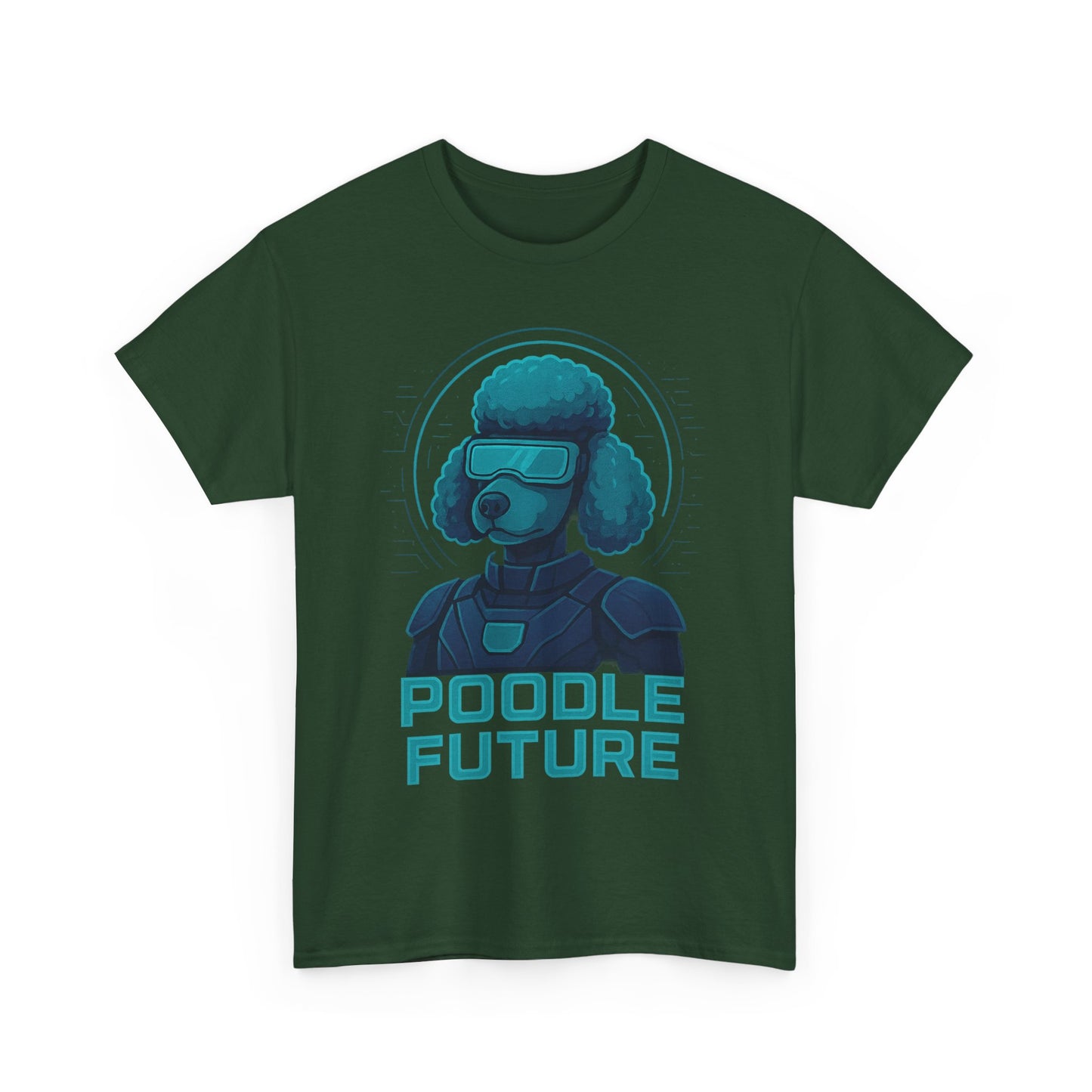 Poodle Future Graphic Tee, Unisex Heavy Cotton T-Shirt, Futuristic Dog Shirt, Pet Lover Gift, Casual Wear